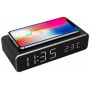 Gembird Digital Alarm Clock With Wireless Charging Function Black