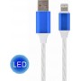 Cablexpert Usb 8-Pin Charge & Data Cable With Led Light Fx 1m Blue