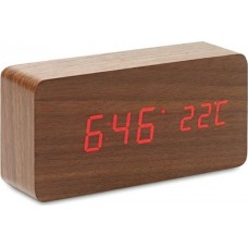 Wooden Clock With Sound And Vibration Sensor - Calendar And Thermometer